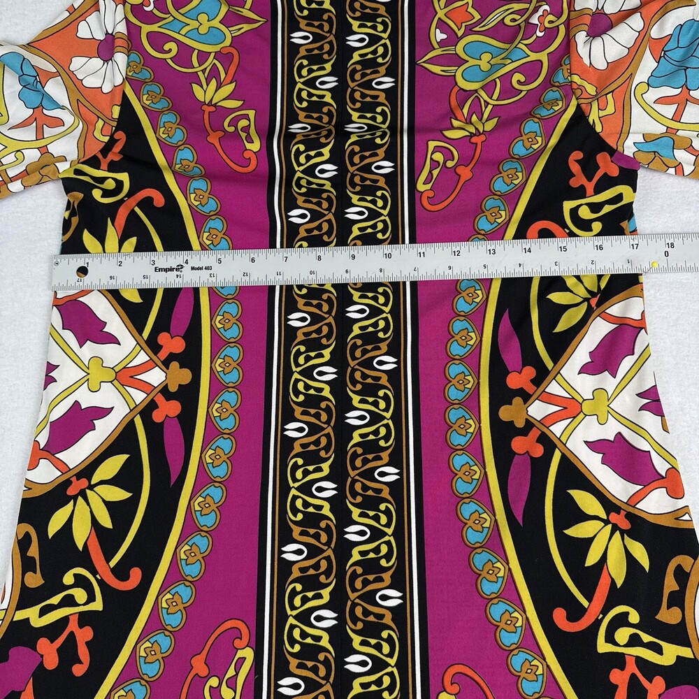 Vintage Y2K NICOLE MILLER Shift Dress Retro Mod Scarf Print Psychedelic 70s M - Picture 4 of 8